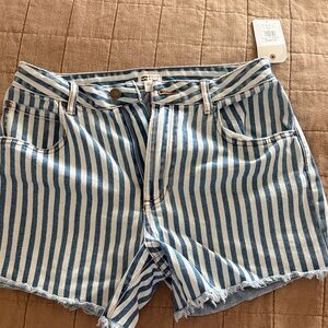 Striped Blue Jean Shorts